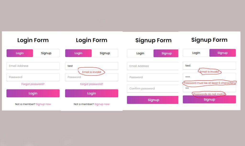 Dynamic Login and Registration Form in React.js