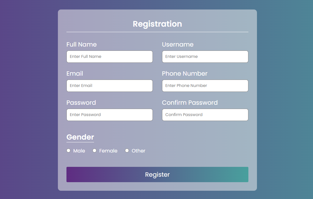 Building a Responsive Registration Form : A Step-by-Step HTML CSS and JS Guide